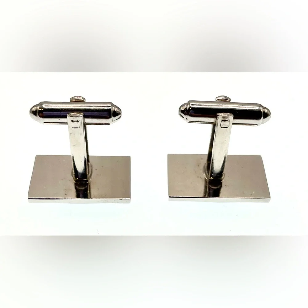 3 for $30 VTG Signed Dante Silver Tone Cufflinks with Black Center Gem MCM